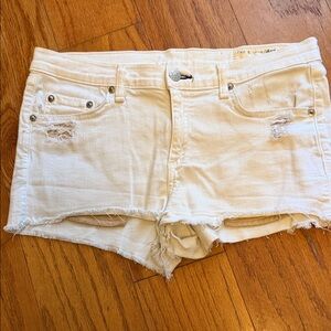 Rag & Bone Cream Distressed Jean Shorts